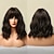 cheap Synthetic Trendy Wigs-Medium Chestnut Brown Synthetic Wigs for Women Natural Wave Medium Length Wigs Bangs Caramel Brown Wigs Heat Resistant Christmas Party Wigs