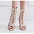 cheap Dance Boots-Women&#039;s Latin Shoes Dance Boots Tango Shoes Glitter Crystal Sequined Jeweled Heel Crystal / Rhinestone Lace-up Mesh Flared Heel Peep Toe Zipper Lace-up Black Beige / Satin