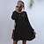 cheap Women&#039;s Clothing-Women&#039;s Front Tie Puff Sleeves Dress Long Sleeves Bottoms Solid Color