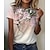 cheap Tees &amp; Tank Tops-Women&#039;s Floral Theme Painting T shirt Floral Graphic Print Round Neck Basic Tops Blushing Pink