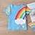 cheap Tees &amp; Blouses-Kids Boys T shirt Tee Rainbow Short Sleeve Children Top Casual Fashion Summer Blue 3-6 Y