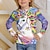ieftine tricouri 3d fete-Copii Fete Tricou Manșon Lung Inorog Tipărire 3D Animal Imprimeu Mov Copii Topuri Toamnă Activ De Bază Școală Casual Sport Înapoi la Școală Fit regulat 4-12 ani