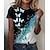 hesapli Kısa Kollu ve Kolsuz Üstler-Kadın&#039;s Kelebek Resim T gömlek Kelebek Pırıltılı Zıt Renkli Desen Yuvarlak Yaka Temel Üstler Mor Siyah Sarı / 3D Baskı
