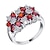 cheap Rings-silver oval cut red black green blue cubic zirconia floral cluster ring women multicolor cocktail ring cluster flower anniversary wedding engagement band