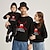 cheap Tops-Family Tops Sweatshirt Cotton Plaid Letter Deer Casual Print Black White Red Long Sleeve Mommy And Me Outfits Daily Matching Outfits