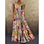 cheap Maxi Dresses-Women&#039;s Swing Dress Maxi long Dress Khaki Sleeveless Print Tribal Geometic Color Block Pocket Summer Round Neck Ethnic Style Hot Casual 2022 M L XL XXL 3XL 4XL 5XL