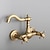 cheap Wall Mount-Bathroom Sink Faucet,Two Handles Golden Wall Mount Two Holes Retro Style Standard Spout Bathroom Sink Faucet with Cold and Hot Switch
