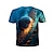 billige Toppe-Drenge 3D Galakse Plads T-shirt Kortærmet 3D-udskrivning Sommer Aktiv Polyester Børn 4-12 år Regulær