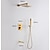 cheap Rough-in Valve Shower System-Shower Faucet,8 Inch Gold Shower Faucets Sets Complete with Stainless Steel Shower Head, Solid Brass Handshower, and Rotary Nozzle Wall Mounted Installation Rainfall Shower Head System