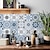 cheap Tile stickers-24pcs Creative Kitchen Bathroom Living Room Self-adhesive Wall Stickers Waterproof Fashion Blue Tile Stickers
