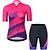 cheap Men&#039;s Clothing Sets-21Grams® Women&#039;s Short Sleeve Cycling Jersey with Shorts Summer Spandex Polyester Rose Red Stripes Bike Clothing Suit 3D Pad Breathable Quick Dry Moisture Wicking Back Pocket Sports Stripes Mountain