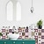 cheap Tile stickers-24pcs Creative Kitchen Bathroom Living Room Self-adhesive Wall Stickers Waterproof Mediterranean Fuchsia Tile Stickers