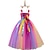 abordables Robes de fête-filles sans manches arc-en-ciel licorne 3d imprimé graphique robes princesse douce maxi robe enfants enfant en bas âge performance fête occasion spéciale maille