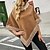 cheap Cardigans-Women&#039;s Shirt Shrugs Ponchos Capes Black Camel Khaki Print Plain Casual Weekend Long Sleeve High Neck Ponchos Capes Regular Loose Fit One-Size