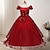 cheap Party Dresses-Kids Little Girls&#039; Dress Floral Flower Tulle Dress Formal Wedding Party Birthday Party Beads Bow Red Blushing Pink Navy Blue Elegant Gowns Dresses