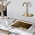 preiswerte Küchenarmaturen-Küchenarmatur - Einhebelmischer mit zwei Löchern, gebürstetes Gold, hohe / hohe Bogenwandmontage, moderne Küchenarmaturen