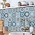 billige Fliseklistermærker-24 stk kreative køkken badeværelse stue selvklæbende vægklistermærker vandtæt mode blå mandala fliser klistermærker