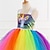 cheap Dresses-Kids Girls&#039; 3 Pcs Unicorn Dress Rainbow Patchwork Sequins Lace up Patchwork Colorful Blue Gold Knee-length Sleeveless Cute Dresses Summer Regular Fit 3-10 Years