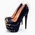 cheap Women&#039;s Heels-Women&#039;s Heels Pumps Rivet Stiletto Heel Round Toe PU Loafer Black