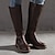 お買い得  レディースブーツ-女性用 ブーツ バイカーブーツ プラスサイズ 乗馬靴 ソリッド 膝丈ブーツ チャンキーヒール ラウンドトウ ＰＵレザー ファスナー ブラック イエロー 褐色