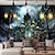 baratos tapeçarias de parede de halloween-tapeçaria de parede arte decoração cobertor cortina pendurada casa quarto sala de estar decoração psicodélico assombrado assustador abóbora caveira esqueleto morcego castelo ceifador poliéster