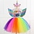 cheap Dresses-Kids Girls&#039; 3 Pcs Unicorn Dress Rainbow Patchwork Sequins Lace up Patchwork Colorful Blue Gold Knee-length Sleeveless Cute Dresses Summer Regular Fit 3-10 Years