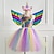 economico Abiti per bambine-vestito da bambina per bambini 2-8 anni 3 pezzi unicorno principessa arcobaleno colorato tutu abiti di compleanno con ala e fascia paillettes halter viola oro argento abiti carini