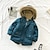 cheap Outerwear-Kids Boys&#039; Parka Coat Boys&#039; Jacket Faux Fur Trim Winter Coat Long Sleeve Pocket Hoodie Jacket Blue Army Green Navy Blue Plain  Casual Top 3-13 Years