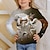 abordables camisetas 3d de niña-camiseta de caballo para niños manga larga marrón verde claro estampado 3d pájaro caballo activo 4-12 años / otoño