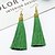 cheap Earrings-long woven tassel earrings for women - large boho statement fringe dangle earrings, big bohemian tassel earrings (green a)