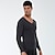 cheap Running Tops-Men&#039;s Long Sleeve V Neck Compression Shirt Running Shirt Tee Tshirt Top Athletic Athleisure Winter Fleece Thermal Warm Breathable Quick Dry Fitness Gym Workout Running Training Sportswear Solid