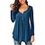 baratos Tops básicos de mulher-Camisa Social Blusa Mulheres Azul Côr Sólida Botão Diário Diário Decote Redondo Normal S