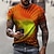 billiga T-shirts och brottarlinnen till herrar-Herr T-shirt 3D-tryck Grafisk 3D Plusstorlekar Rund hals Dagligen Kortärmad Blast Grundläggande Grön Blå Purpur