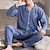 cheap Men&#039;s Pajamas-Men&#039;s Pajamas Loungewear Sleepwear Sets 1 set Grid / Plaid Fashion Soft Home Bed Cotton Lapel Long Sleeve Pant Basic Fall Winter 1# 2#