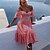 hesapli Kadın Elbiseleri-Kadın&#039;s Parti elbisesi Midi Elbise Doğal Pembe Kısa Kollu Saf Renk Arkasız Fırfırlı Bahar Yaz Düşük Omuz Zarif Günlük Seksi 2022 S M L XL XXL