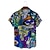 זול חולצות תלת מימד לגברים-סויוי של גברים עיצוב אישי פרח גולגולת הדפסת שרוול קצר חולצה הוואי רופפת מזדמן כחול הוואי