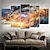 cheap Prints-5 Panels Wall Art Canvas Prints Painting Artwork Picture Wave Painting Home Decoration Decor Rolled Canvas No Frame Unframed Unstretched