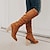 cheap Women&#039;s Boots-Women&#039;s Boots Slouchy Boots Plus Size Daily Solid Color Knee High Boots Winter Block Heel Chunky Heel Round Toe Synthetics Zipper Almond Black Brown