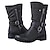 cheap Women&#039;s Boots-Women&#039;s Boots Slouchy Boots Plus Size Daily Solid Colored Mid Calf Boots Winter Buckle Low Heel Round Toe Faux Leather Zipper Wine Black