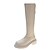 cheap Women&#039;s Boots-Women&#039;s Boots Daily Solid Colored Knee High Boots Chunky Heel Round Toe PU Zipper Black Beige