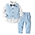 abordables Ensembles pour garçons-Ensemble chemise et pantalon pour enfants garçons 2 pièces à manches longues en coton imprimé à rayures fête date de l&#039;école costume de base1-6 ans