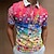 cheap Men&#039;s 3D Zipper Polo-Men&#039;s Polo Shirt Hawaiian Polo Shirt Golf Shirt Floral Gradient Collar Yellow Pink Red Blue Green Outdoor Street Short Sleeve Print Zipper Clothing Apparel Fashion Sportswear Casual Comfortable