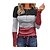お買い得  T シャツ ＆ タンクトップ-女性用 Tシャツ 平織り 長袖 パッチワーク プリント ラウンドネック セクシー トップの レギュラー ライトブラウン グレー ブラック