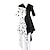 abordables Déguisements pour femmes-Cent un Dalmatiens Cruella De Vil Costume de Cosplay Tenue Costume de fête Femme Cosplay de Film Rétro Vintage Mode Le style mignon Noir Carnaval Mascarade Manteau Gants