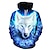 billiga Tröjor för herr-herr unisex yasite wolf sakura unisex nyhet tröja hoodies 3d-tryck realistiskt tryckt mönster sweatshirt med ficka