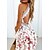 cheap Party Dresses-Women&#039;s Short Mini Dress A Line Dress White Sleeveless Backless Ruched Lace Floral Deep V Spring Summer Stylish Casual 2022 S M L XL