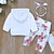 cheap Sets-3 Pieces Baby Girls&#039; Hoodie &amp; Pants Clothing Set Fashion Casual Daily Cotton White Floral Print Long Sleeve Regular / Fall / Winter