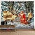 voordelige landschap wandtapijt-Kerstmis Kerstman vakantie feest groot wandtapijt kunst foto achtergrond achtergrond decor hangend huis slaapkamer woonkamer decoratie boom rendier sneeuwpop eland sneeuwvlok kaars cadeau open haard