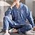 billige Pyjamas-Herre Pyjamas Loungewear Sæt Nattøj 1set Gitter / Plaid Mode Blødt Hjem Seng Bomuld Knaphul Langærmet Bukse Basale Efterår Vinter 1# 2#