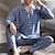 billige Pyjamas-Herre Pyjamas Loungewear Sæt Nattøj 1set Gitter / Plaid Mode Blødt Hjem Seng Bomuld Knaphul Langærmet Bukse Basale Efterår Vinter 1# 2#